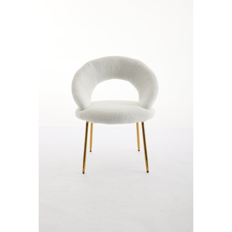 Teddy Fabric Dining Accent Chairs with Curved Backrest and Gold Metal Legs - 250lb Capacity