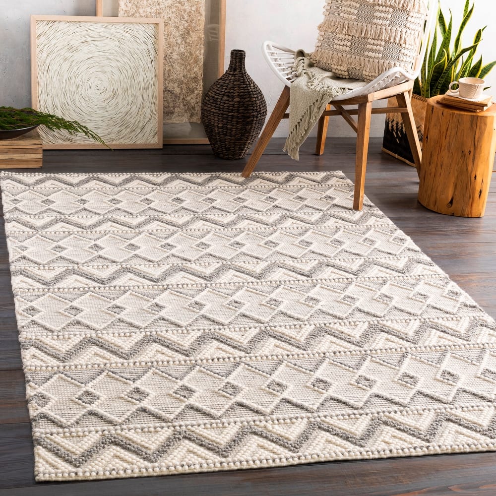 Livabliss Pirlo Handmade Geometric Boho Farmhouse Wool Area Rug