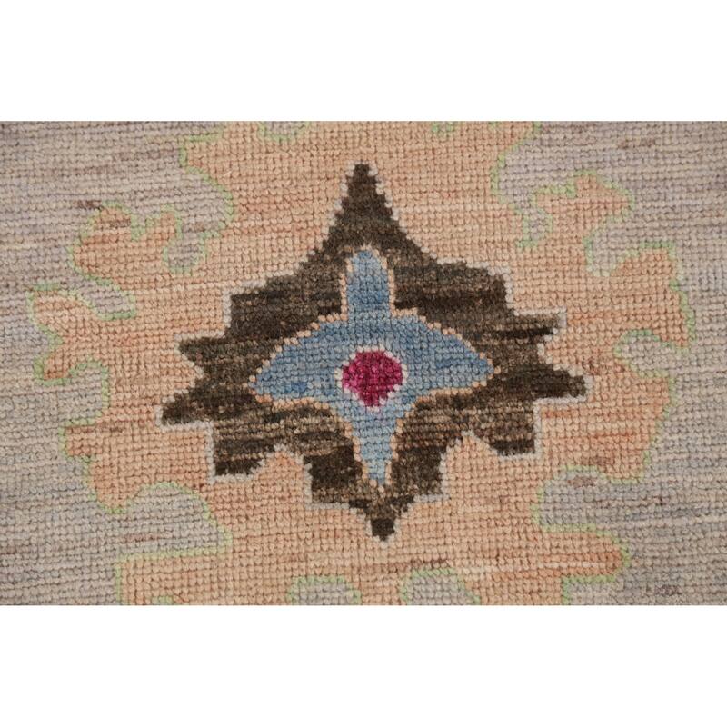 Hand Knotted Oriental 100% Wool Carpet Transitional All-Over Beige & Ivories Oushak Runner Rug - 9' 11'' X 2' 9''