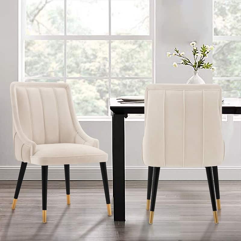 Manhattan Comfort Modern Eda Velvet Dining Chair - Cream - Single