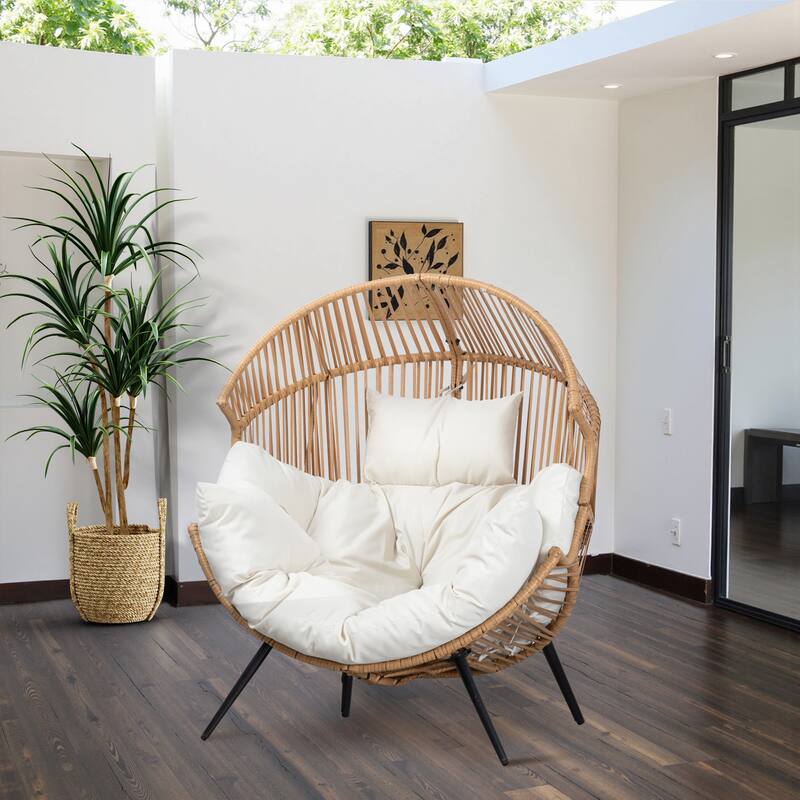Futzca Wicker Egg Chair with Cushion