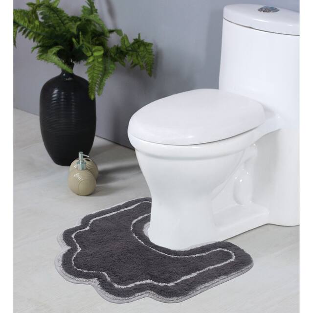 Home Weavers Allure Collection Absorbent Cotton, Machine Washable and Dry Bath Rugs - 20"x20" - Dark Grey