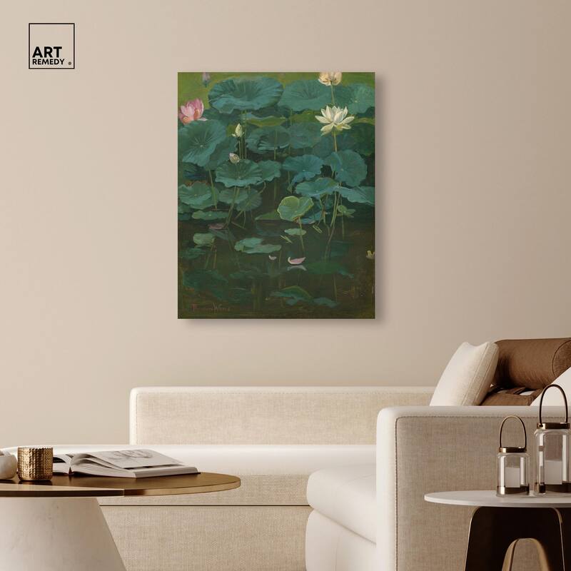 Theodore Wores Lotus Canvas by Art Remedy, Gallery Wrapped