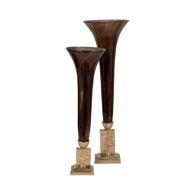 Sagebrook Home Glass two Tone Trumpet Vase