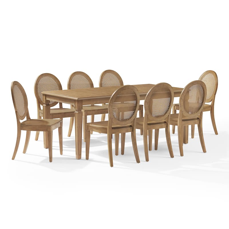 Crosley Katia 9-Piece Dining Table Set For 8 With Cane-Back Chairs