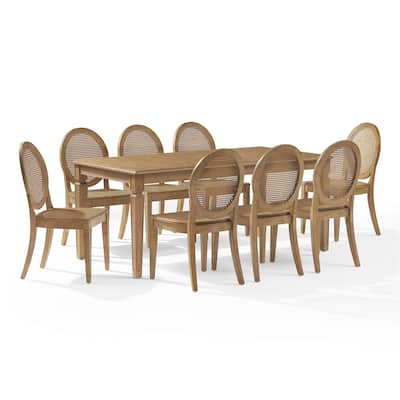 Crosley Katia 9-Piece Dining Table Set For 8 With Cane-Back Chairs