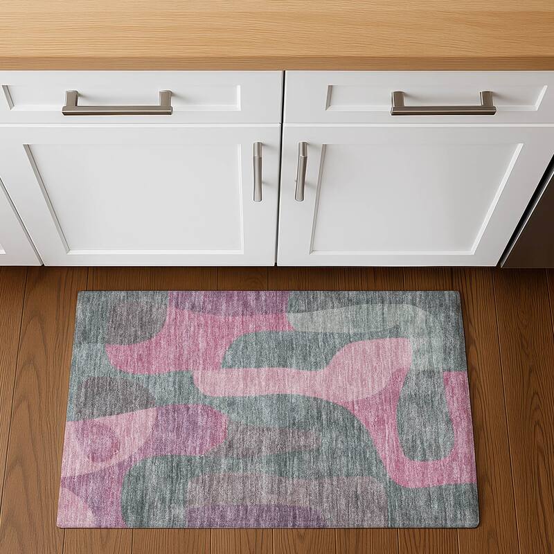 Premium Washable Super Soft Contemporary Siena Mayfield Rug - Blush - 1'8" x 2'6"