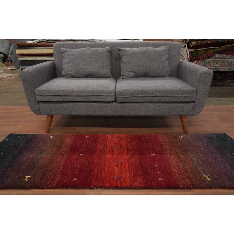Hand Knotted Oriental 100% Wool Carpet Tribal Animal Pictorial Multi-Colored Gabbeh Runner Rug - 6' 10'' X 2' 4''