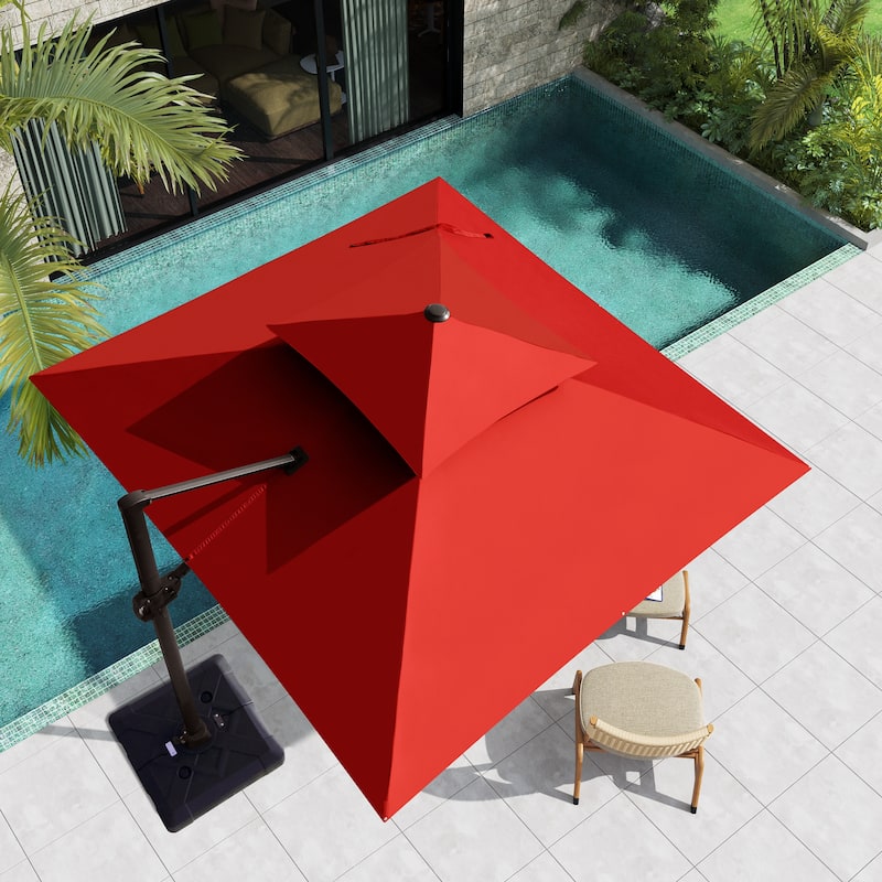 Pellebant 10 ft Square Patio Cantilever-Offset Umbrella 360 Degree Rotation