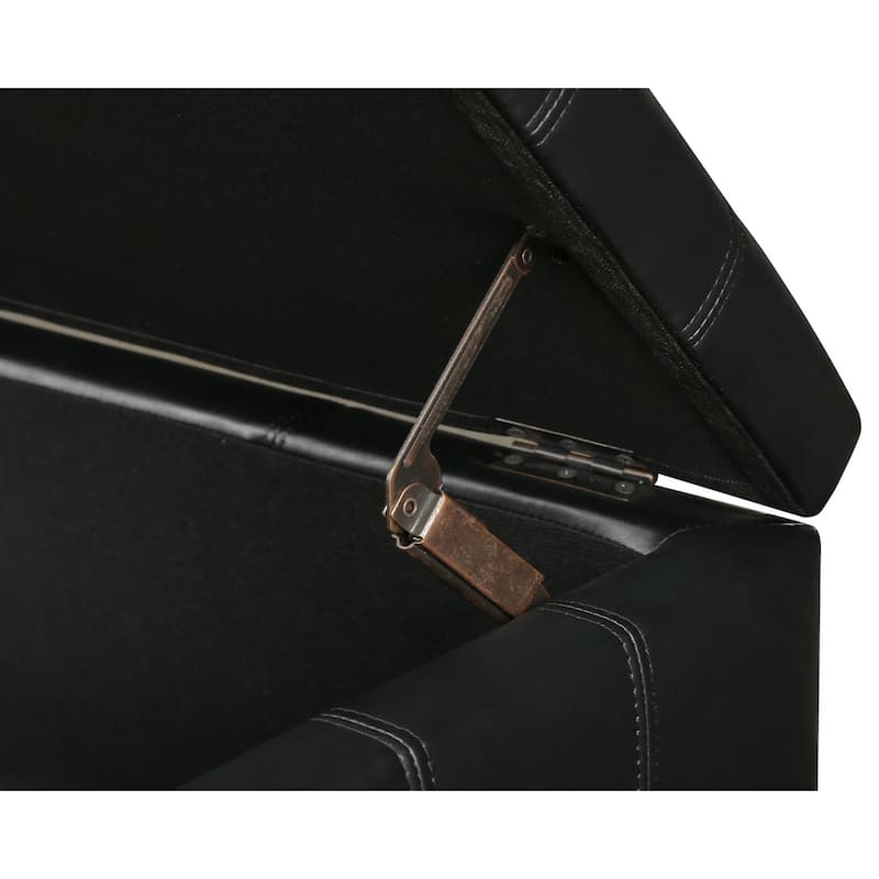 Adeco 48" Faux Leather Storage Ottoman Bench with Double-Stitch - 48.4"x14.96"x15.35"