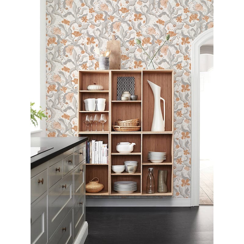 A-Street Prints Bodri Grey Tulip Garden Wallpaper