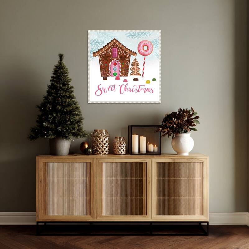 Sweet Holidays I by Victoria Borges (22 x 22 in.), Framed Canvas Wall Art Print - Sylvie Beaded White