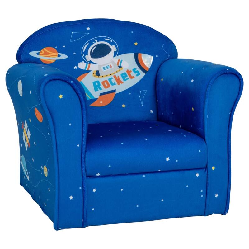 Toddler Upholstered Armchair with Solid Wooden Frame and High-density Sponge Filling - 20" x 15" x 17"