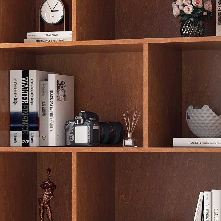 3-tier Wood Bookshelf Bookcase with 2 Bottom Enclosed Cabinet