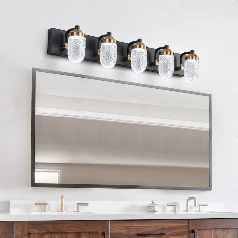 Vanity Lights With 5 LED Bulbs For Bathroom Lighting - BLACK