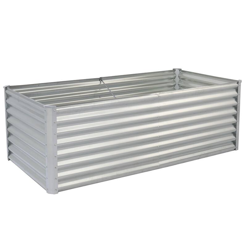Extra Deep Galvanized Steel Raised Garden Bed 24 Inch High Rust Resistant Planter Box for Vegetables Flowers - 70.9 x 37 x 23.6