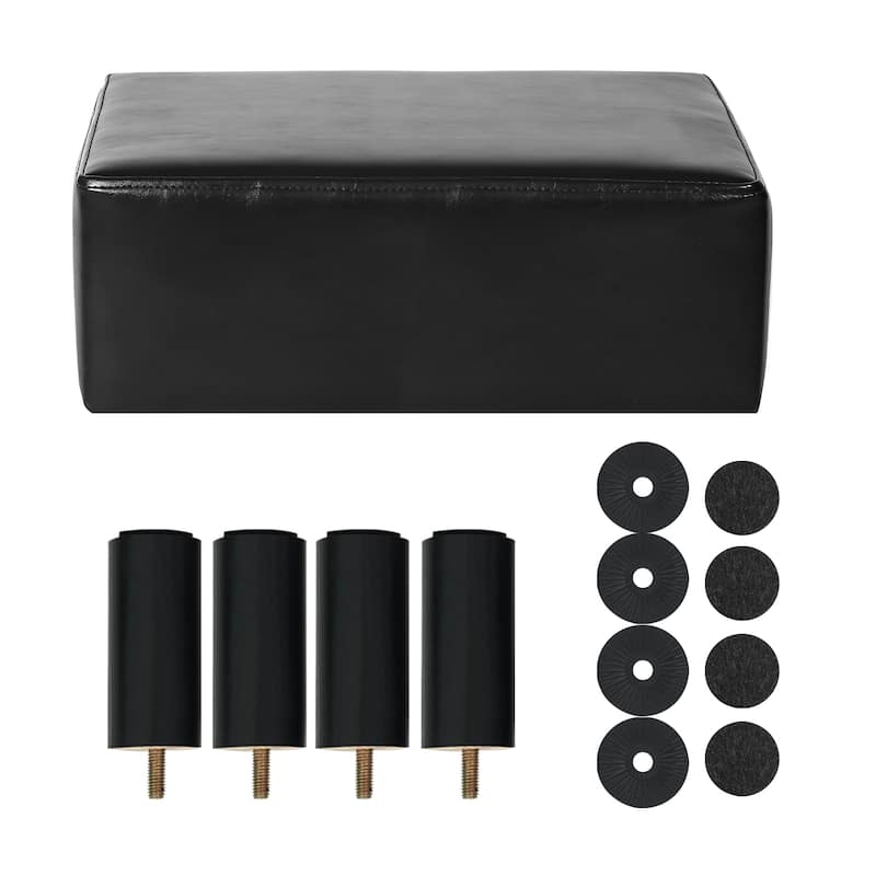 Adeco Footstool Ottoman Faux Leather Foot Rest Stool