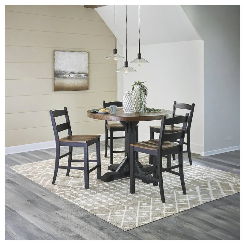 Signature Design by Ashley Valebeck Black/Dark Brown Counter Height Dining Table - 48" W x 48" D x 36" H
