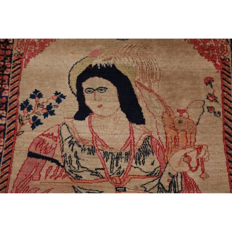 Antique Vegetable Dye Kerman Ravar Persian Rug Handmade Wool Carpet - 1'11" x 2'6"