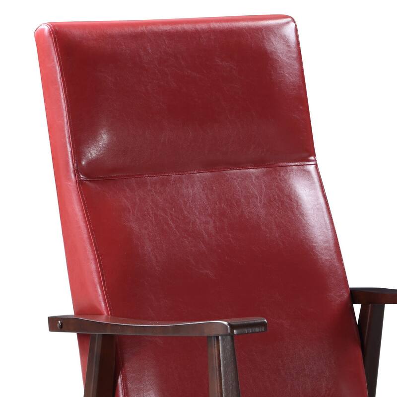 Raina Red PU & Espresso Finish Rocking Chair - Red