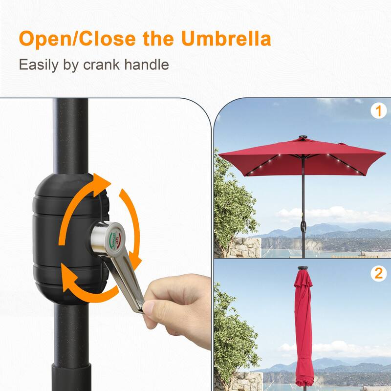 LIVOOSUN 6.5×6.5FT LED Square Patio Umbrella with UPF50+, Tilt Function, and Wind-Resistant Design——Experience Outdoor Comfort
