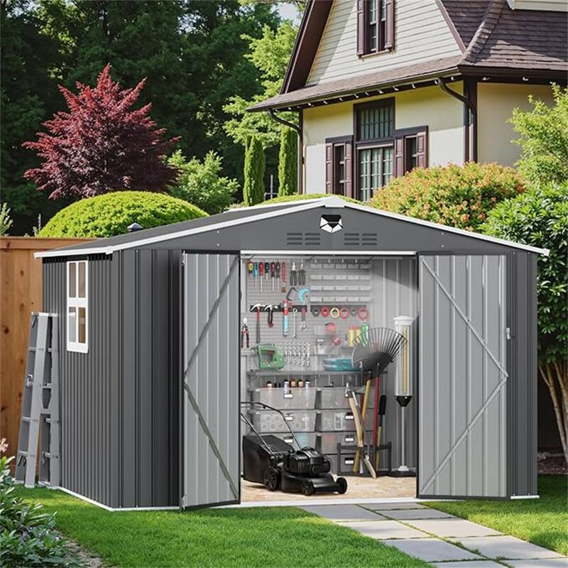 Metal Garden Sheds 10FTx8FT Outdoor Storage Shed - Black