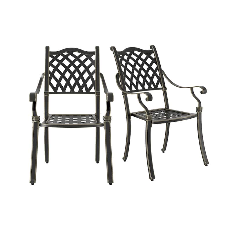 Clihome Cast Aluminum Patio Dining Chairs (Set of 2)