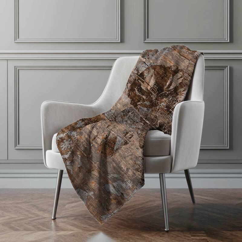 Premium Machine Washable Modern Floral Sherpa Throw Blanket - Terracotta - 4'2" x 5'10"
