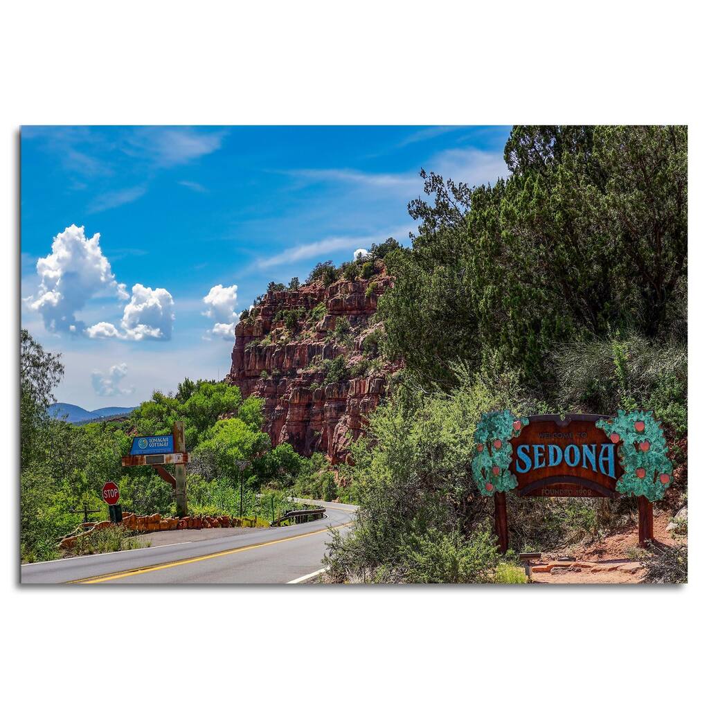 Adam Utz 'Welcome to Sedona' 32in x 22in Contemporary Style Desert Art