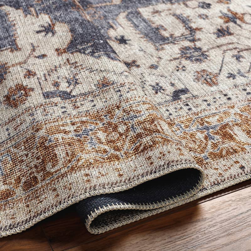 Livabliss Demaret Faded Classic Printed Washable Area Rug