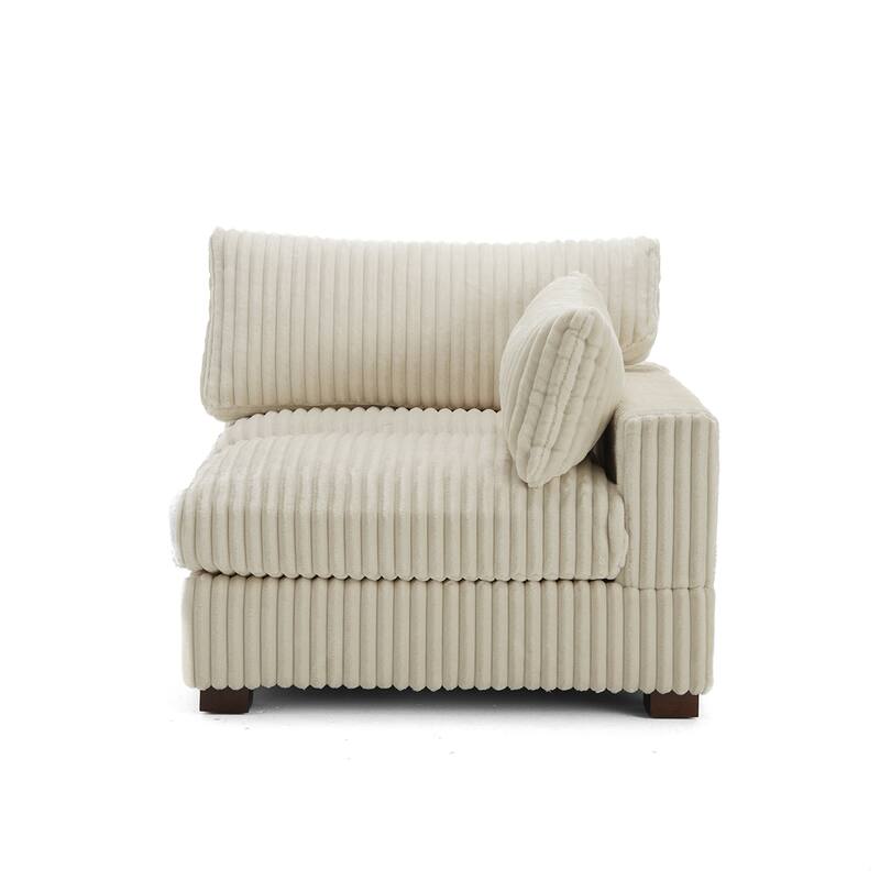40"W Plush Corduroy Corner Accent Chair Sectional Module with Pillow
