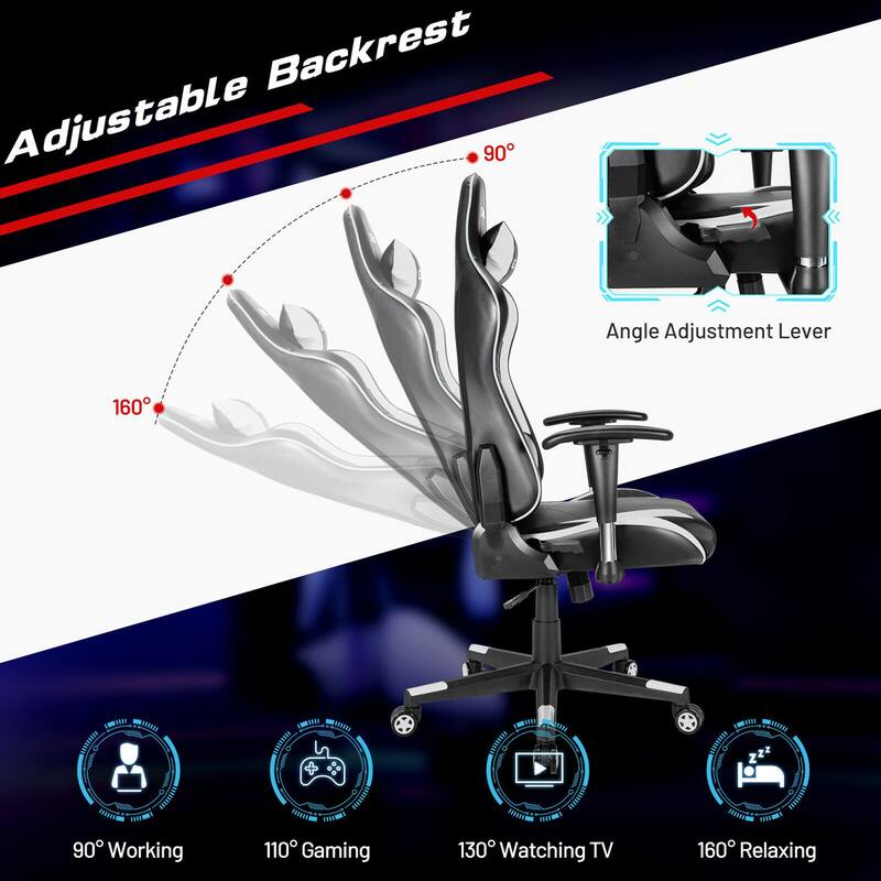 Gymax Gaming Chair Adjustable Swivel Racing Style Computer Office - See Details
