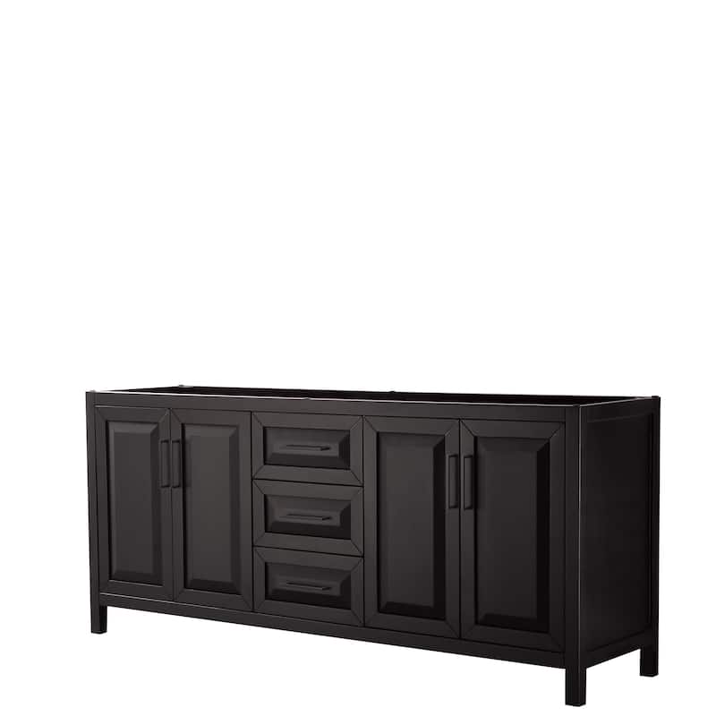 Daria 80-inch Double Vanity, No Top, No Mirror - Dark Espresso, Black Trim, No Top