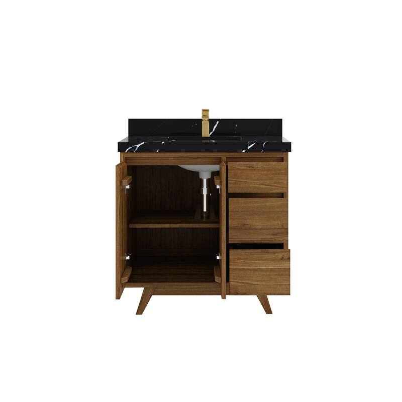Willow Collections 36 in. W x 22 in. D Madison Teak Center Sink Bathroom Vanity with Countertop