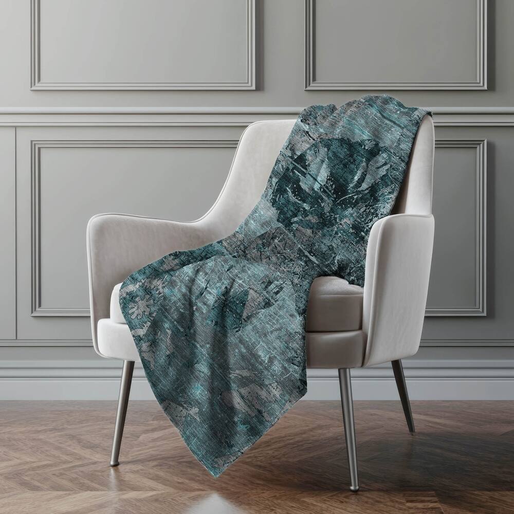 Premium Machine Washable Modern Floral Sherpa Throw Blanket