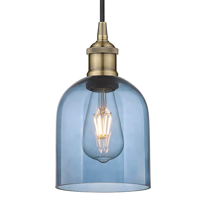 Innovations Lighting 616-1P 10 6 Bella Pendant Bella 6" Wide Cord-Hung - Antique Brass / Princess Blue