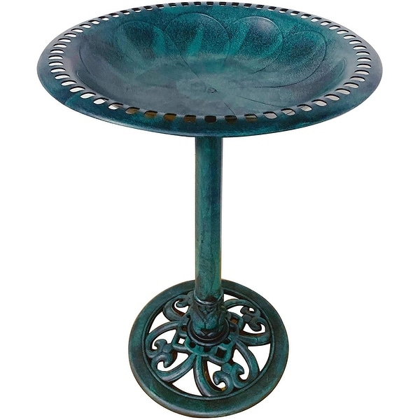 Outdoor Garden Bird Bath Fleur de lis Decoration Accents Antique 28". Opens flyout.
