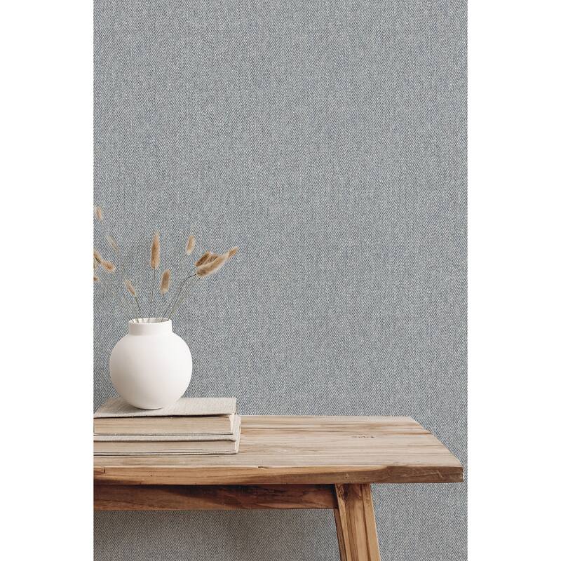 Herringbone Blue Tweed Wallpaper