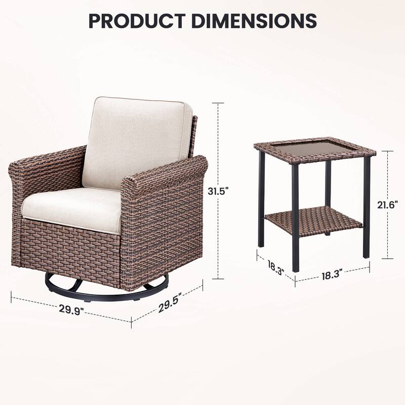 Pocassy Outdoor Sofa Swivel Chairs Patio Chair Funiture Set