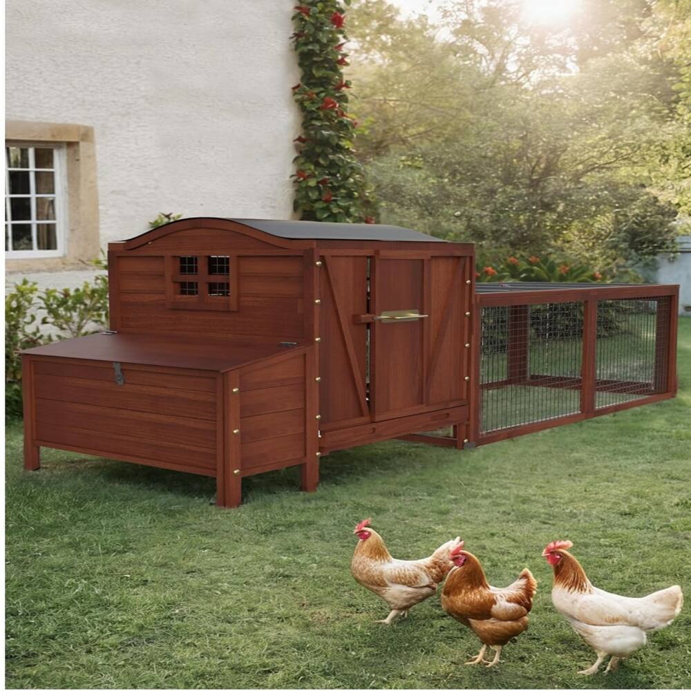 106-inch wooden outdoor chicken coop for 3-4 chickens, ducks and rabbits