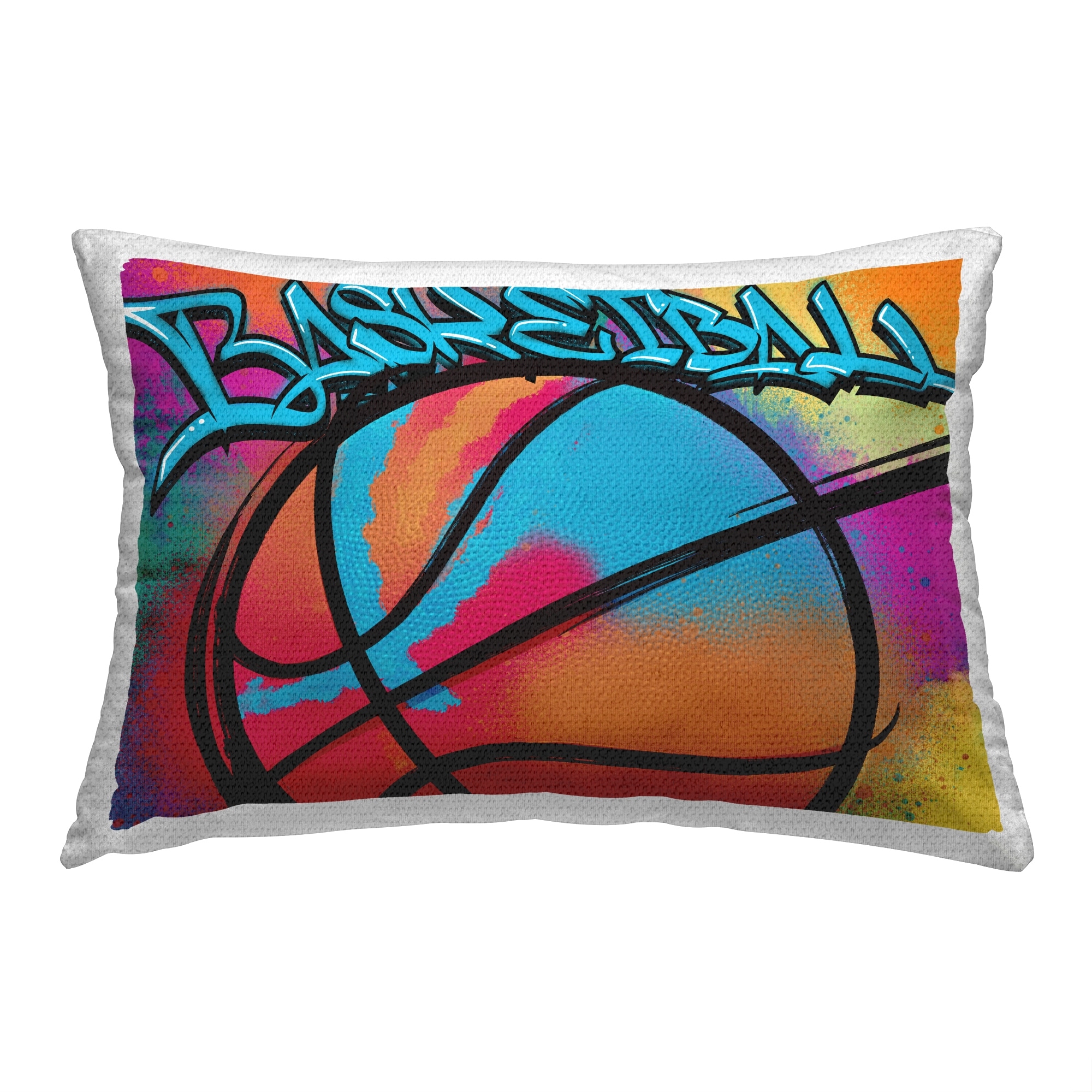 Stupell Basketball Sports Graffiti Printed Outdoor Throw Pillow Design by Marcus Prime