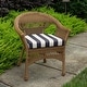 preview thumbnail 2 of 4, Casual Cushion Stripe Sunbrella® Fabric 1-Piece Outdoor Wicker Seat Pad, 19.5"W x 19.5"L - 19.5"W x 19.5"L