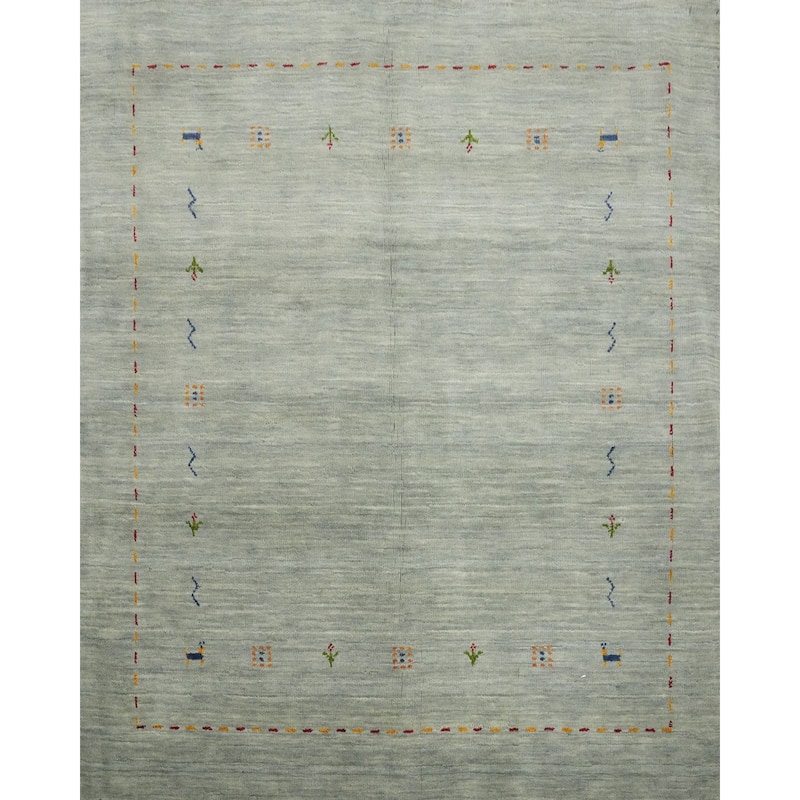 Hand Knotted Oriental 100% Wool Carpet Tribal Animal Pictorial Green Gabbeh Area Rug - 4' 9'' X 5' 0''