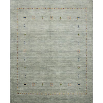 Hand Knotted Oriental 100% Wool Carpet Tribal Animal Pictorial Green Gabbeh Area Rug - 4' 9'' X 5' 0''