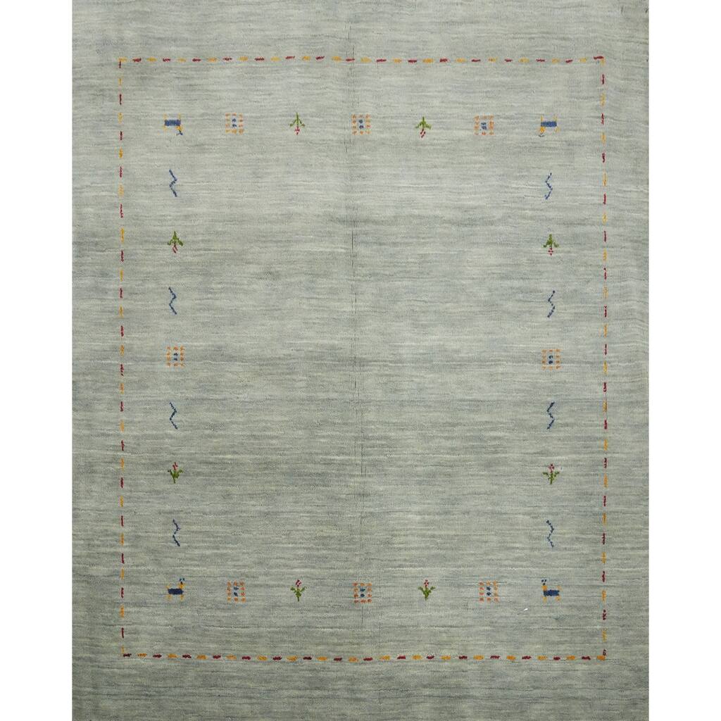 Hand Knotted Oriental 100% Wool Carpet Tribal Animal Pictorial Green Gabbeh Area Rug - 4' 9'' X 5' 0''
