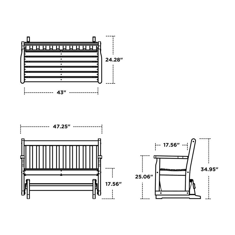 POLYWOOD Traditional Plastic 48-inch Outdoor Garden Glider Bench
