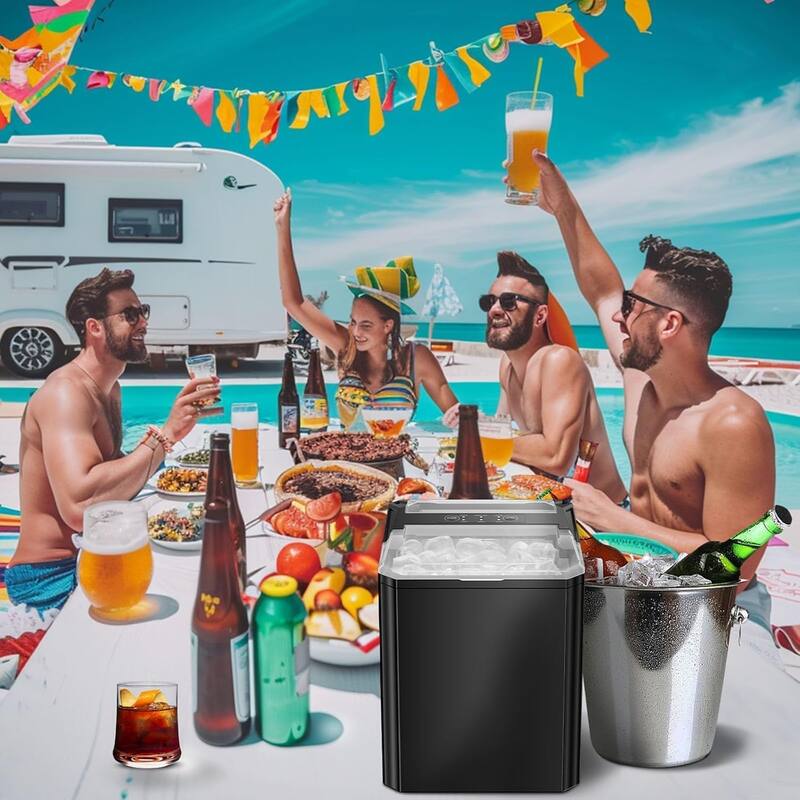 Ice Maker Countertop, 9 Cubes in 6 Mins, 2 Sizes Bullet Cubes Makers with Ice Scoop, Basket - 10.6"D x 8.9"W x 11.4"H