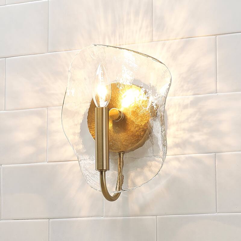 Samara 7" Wide 1-Light Wall Sconce with Hammered Glass Shade