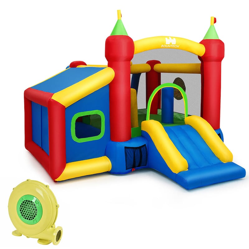 Gymax Inflatable Bounce House Kids Slide Jumping Castle w/ Ball Pit - See Details - Blue - See Details - Kids