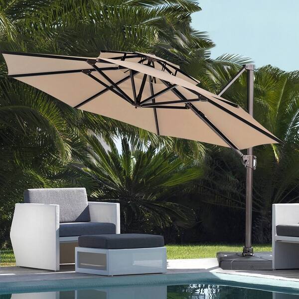 Shop Black Friday Deals On Crestlive Products Patio Luxury 12 Ft Double Top Round Offset Umbrella On Sale Overstock 31636635